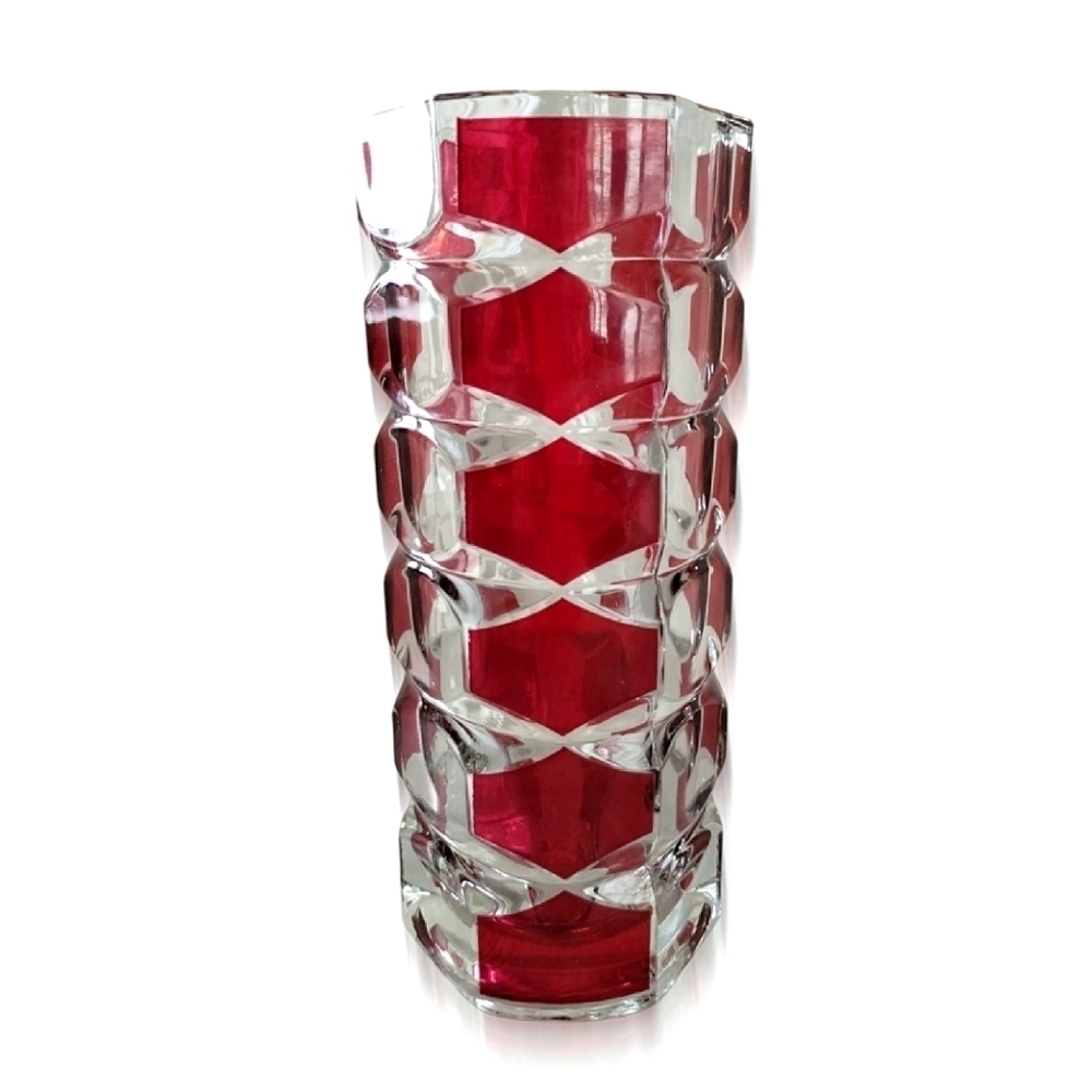 1970s Luminarc France Glass Rubis Windsor Vase